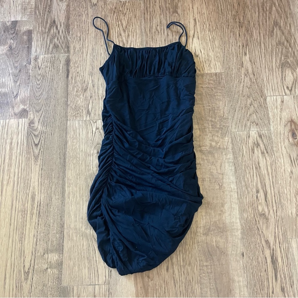NWT SHEIN Elegant Black Ruched Dress - Picture 2 of 3